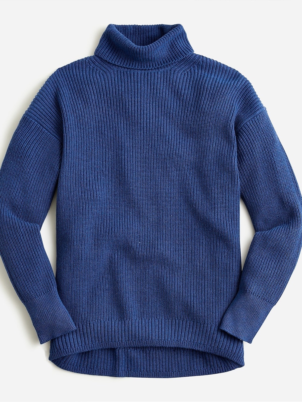Ribbed Cotton-Blend Relaxed Turtleneck Sweater